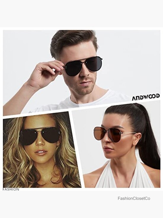 Oversized Aviator Rimless Metal Frame Sunglasses with Spring Hinges main image 7